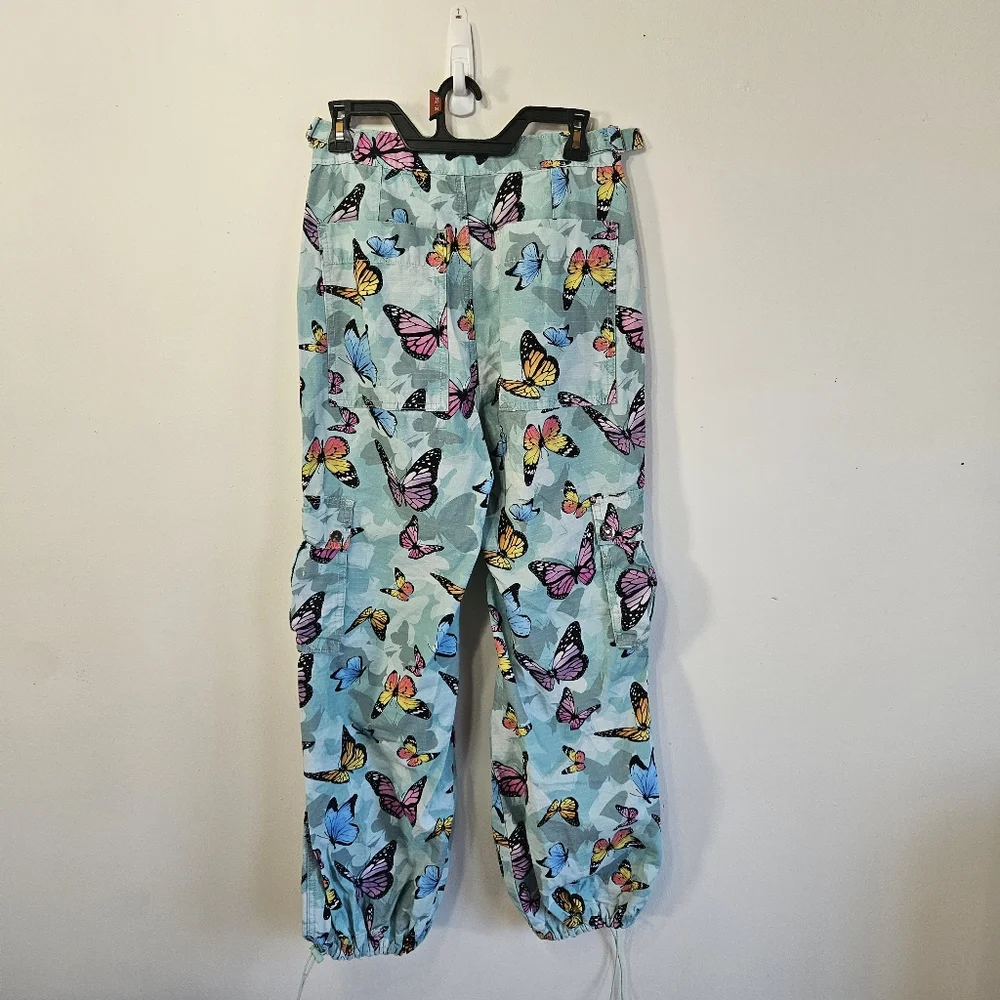 Delia’s Y2K Butterfly Parachute Cargo Pants Drawstring Hem Size S - Picture 8 of 8
